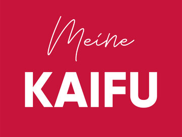 Logo der App „Meine KAIFU“ in weißer Schrift auf rotem Grund.